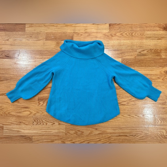 Soft Surroundings Calanthe 100% cashmere cowl neck pullover sweater blue L - Picture 2 of 5